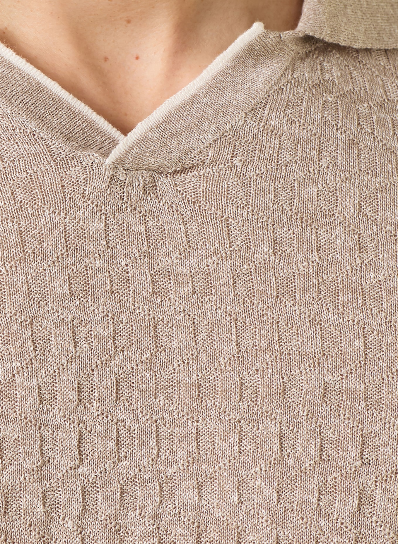 FEDELI Strick-Poloshirt: BEIGE