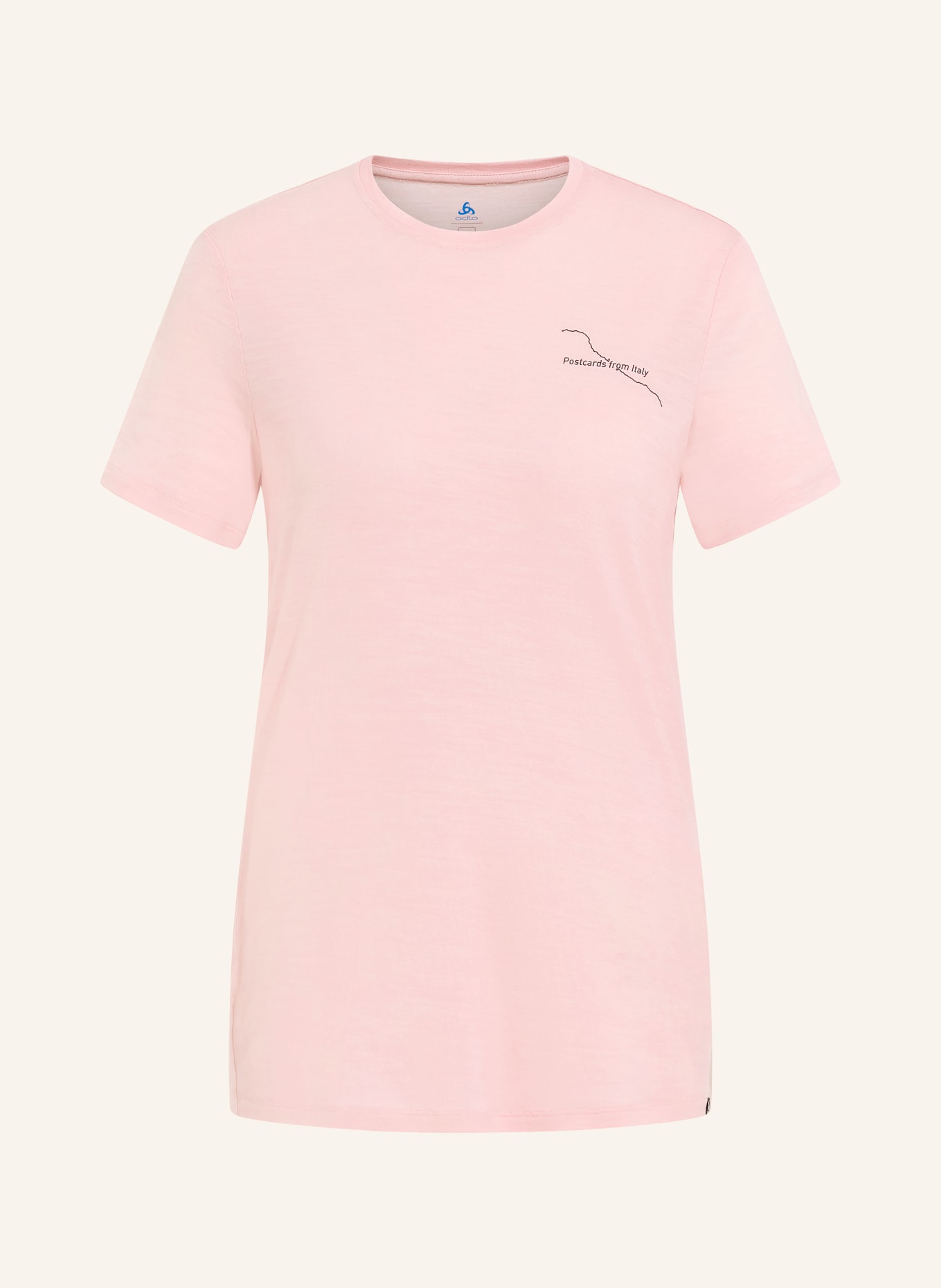 odlo T-Shirt POSTCARDS aus Merinowolle: ROSA / SCHWARZ