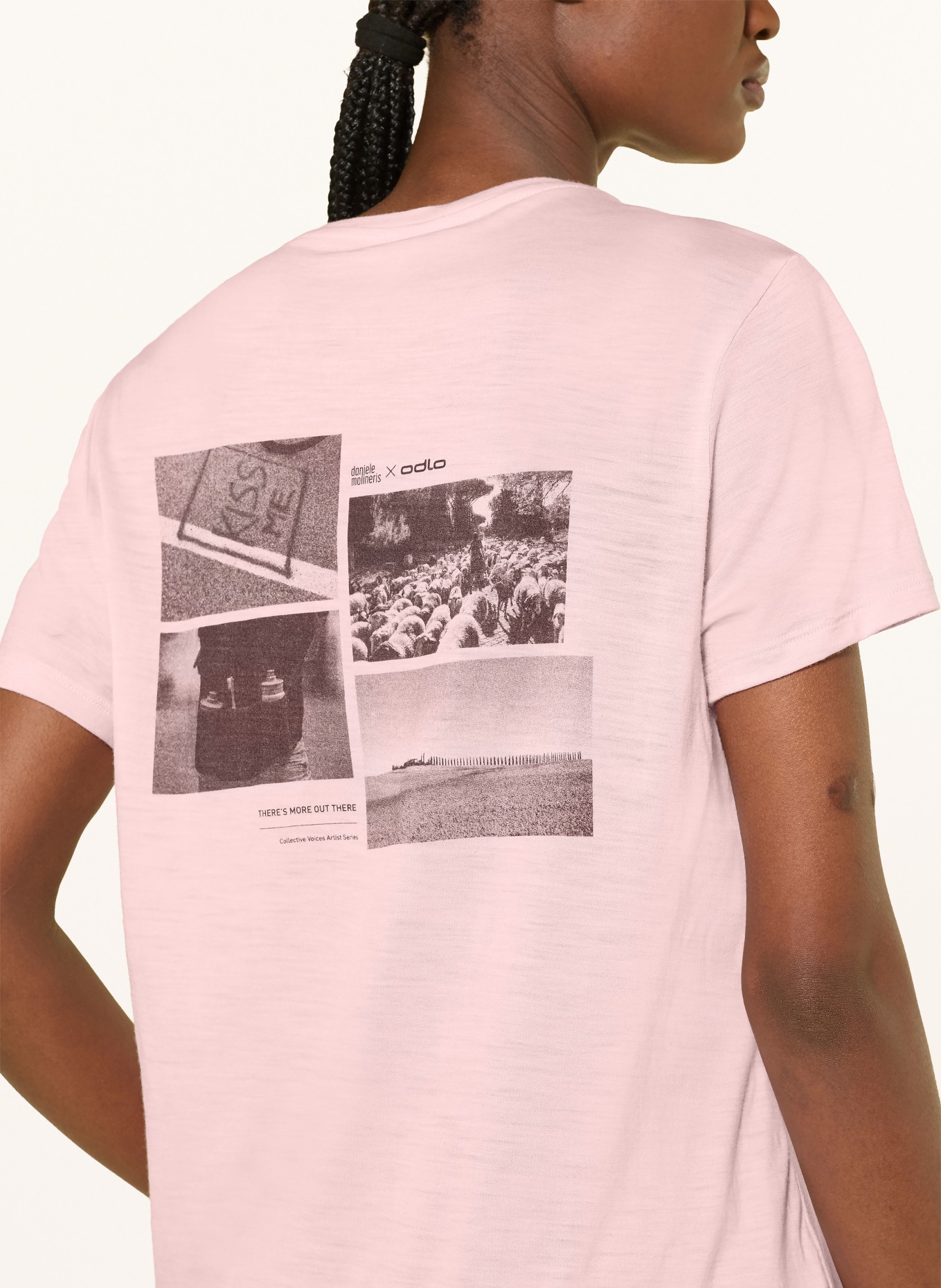 odlo T-Shirt POSTCARDS aus Merinowolle: ROSA / SCHWARZ