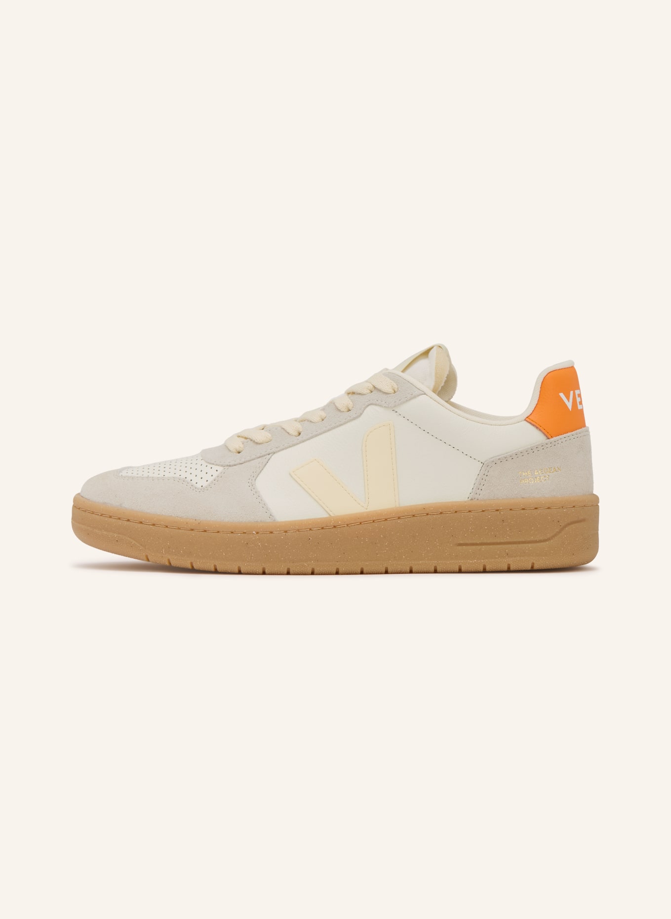 VEJA Sneaker V-82: ECRU / HELLGRAU / ORANGE