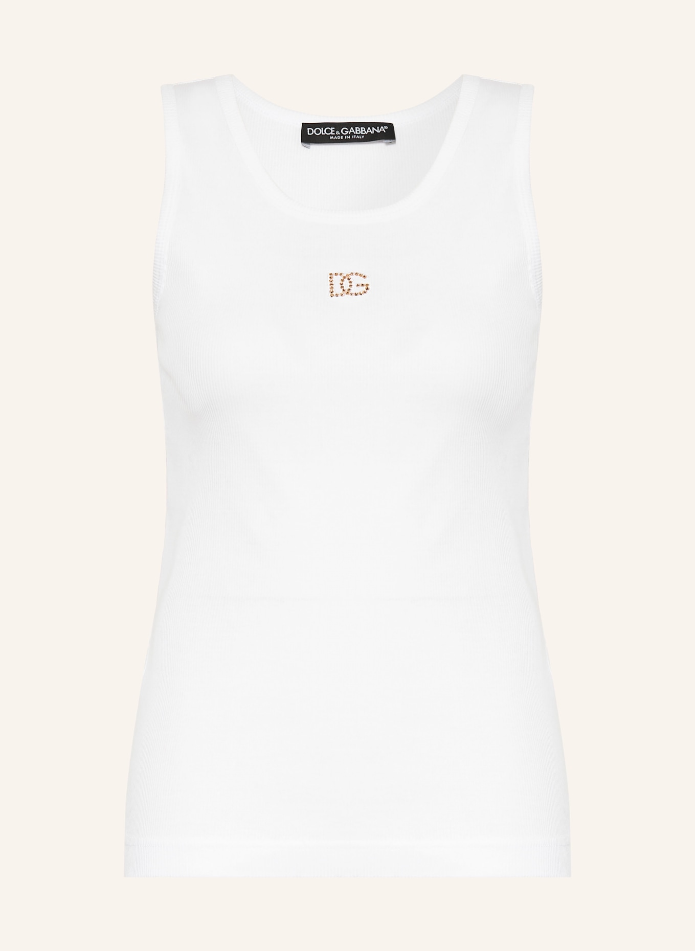 DOLCE & GABBANA Top mit Schmucksteinen: WEISS / GOLD