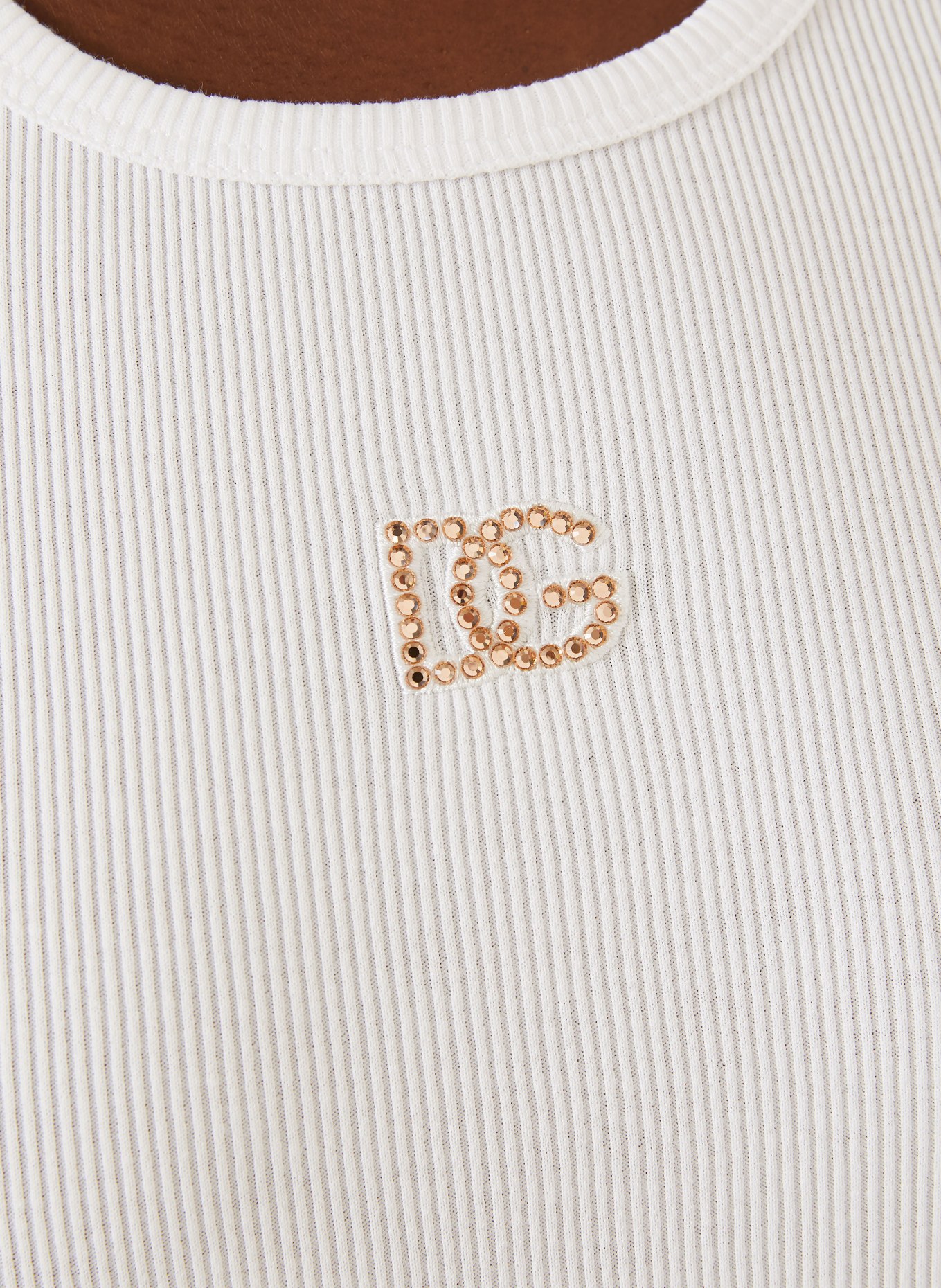 DOLCE & GABBANA Top mit Schmucksteinen: WEISS / GOLD