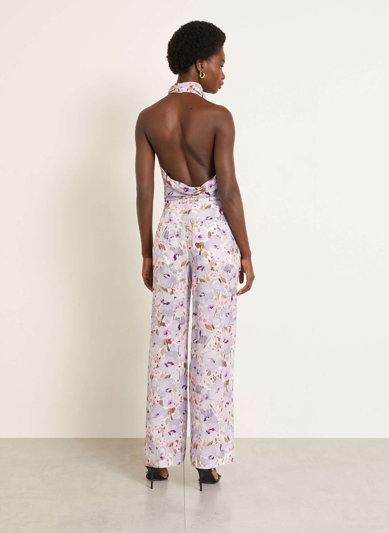 BALMAIN Blusentop aus Seide: HELLLILA / CREME / DUNKELLILA