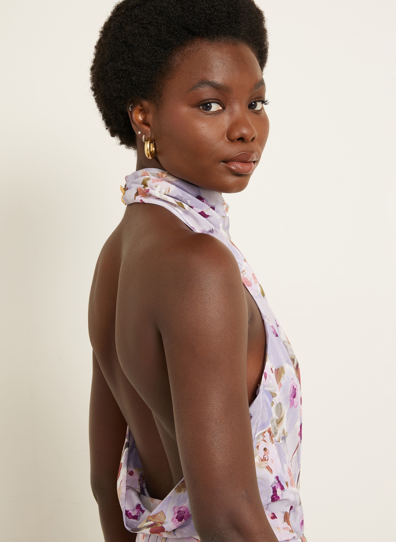 BALMAIN Blusentop aus Seide: HELLLILA / CREME / DUNKELLILA