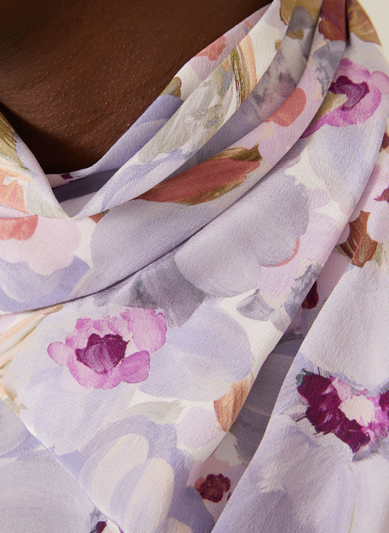 BALMAIN Blusentop aus Seide: HELLLILA / CREME / DUNKELLILA