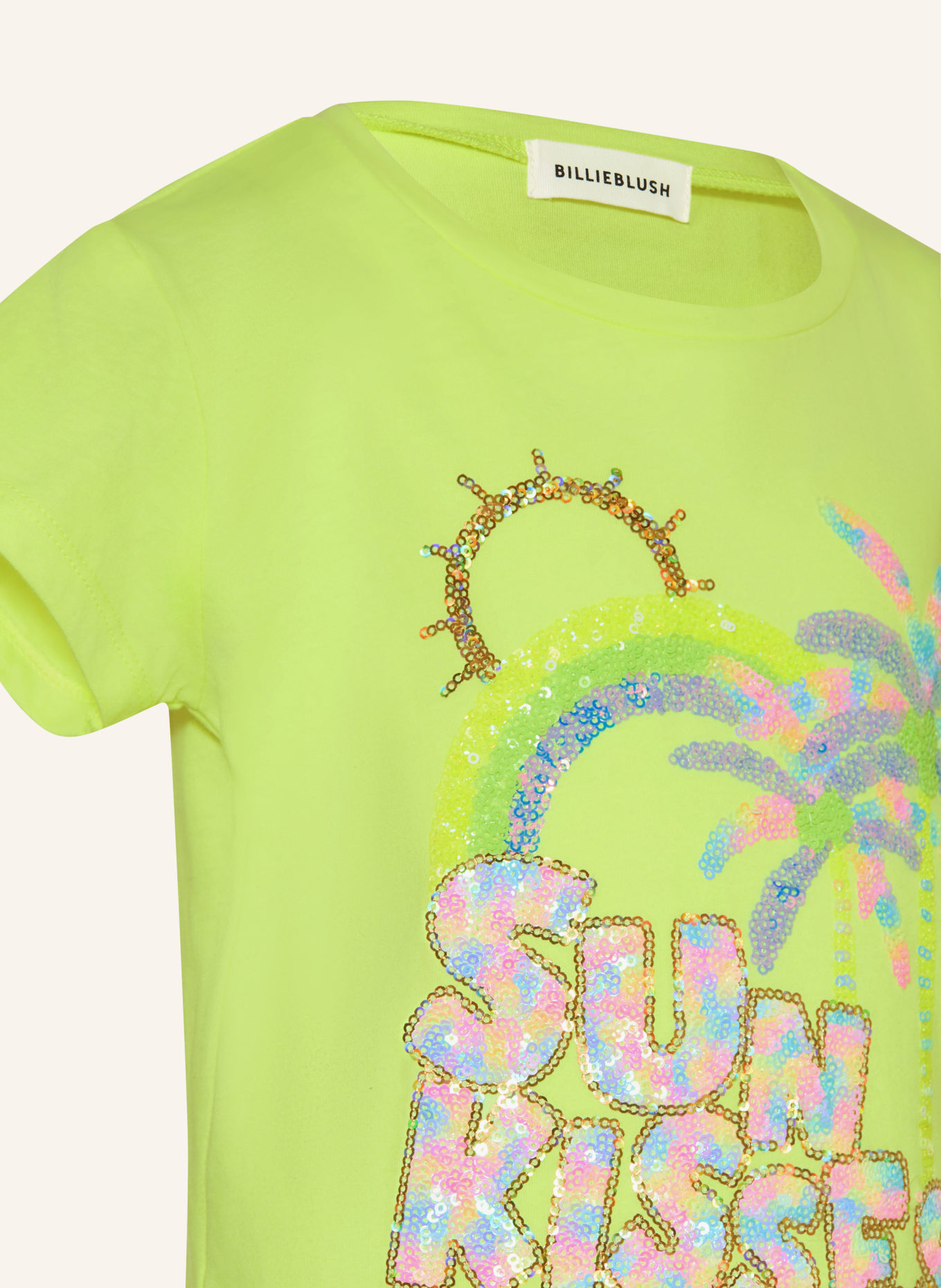 Billieblush T-shirt met pailletten: NEONGROEN