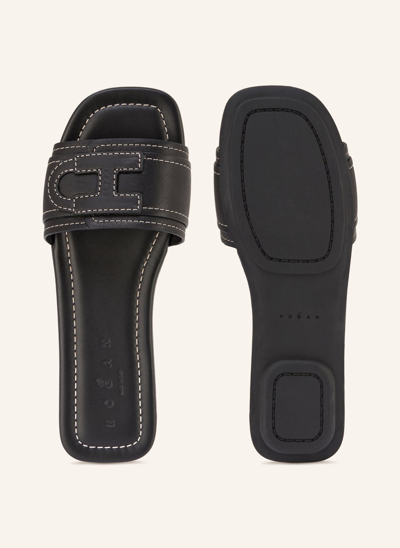 HOGAN Pantoletten H685: SCHWARZ / CREME