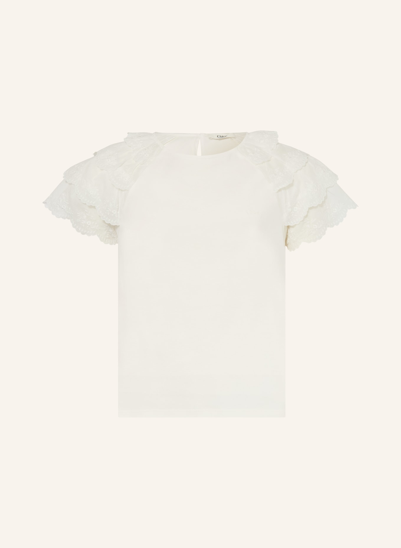 Chloé T-Shirt mit Rüschen: CREME