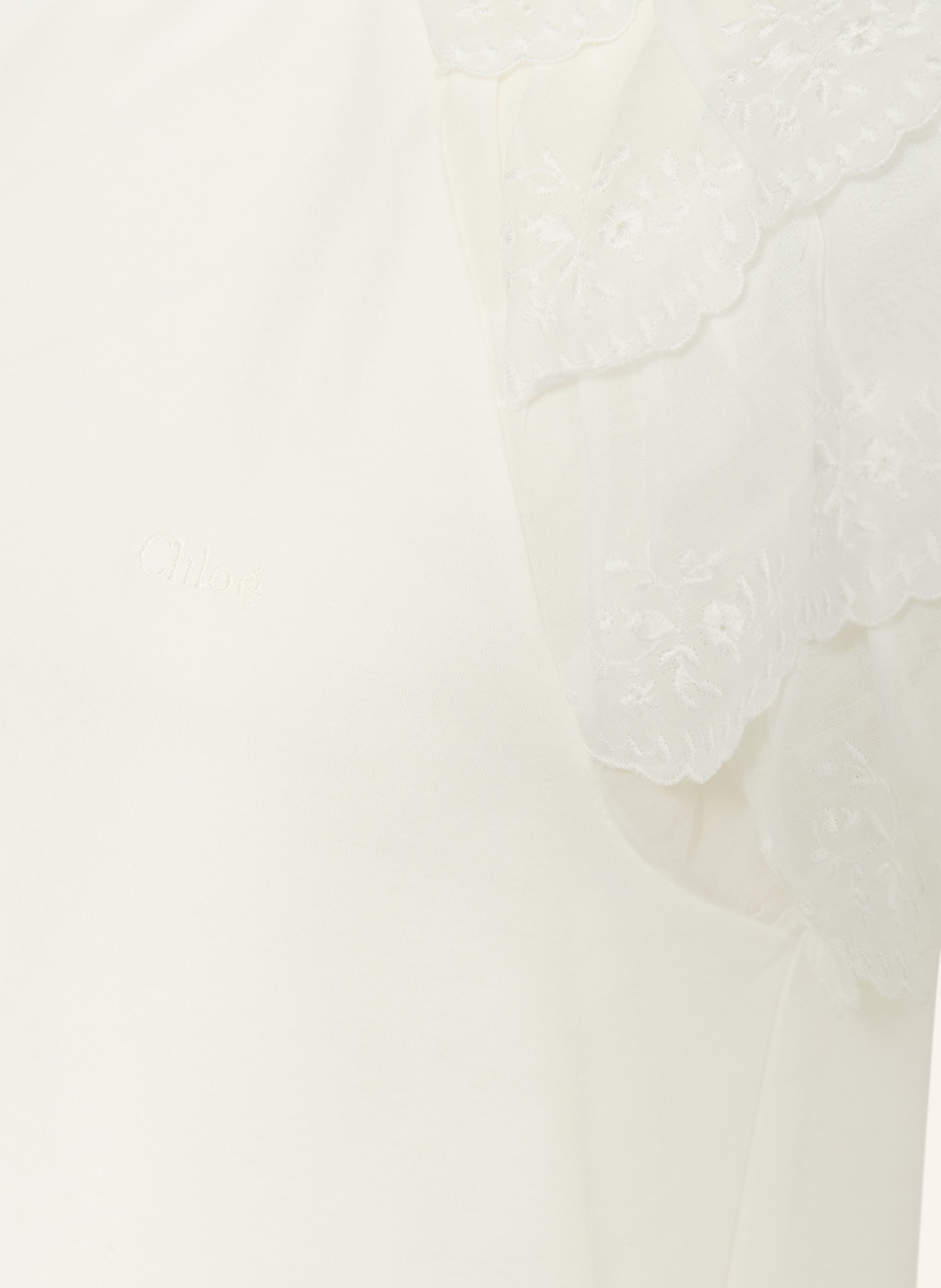Chloé T-Shirt mit Rüschen: CREME