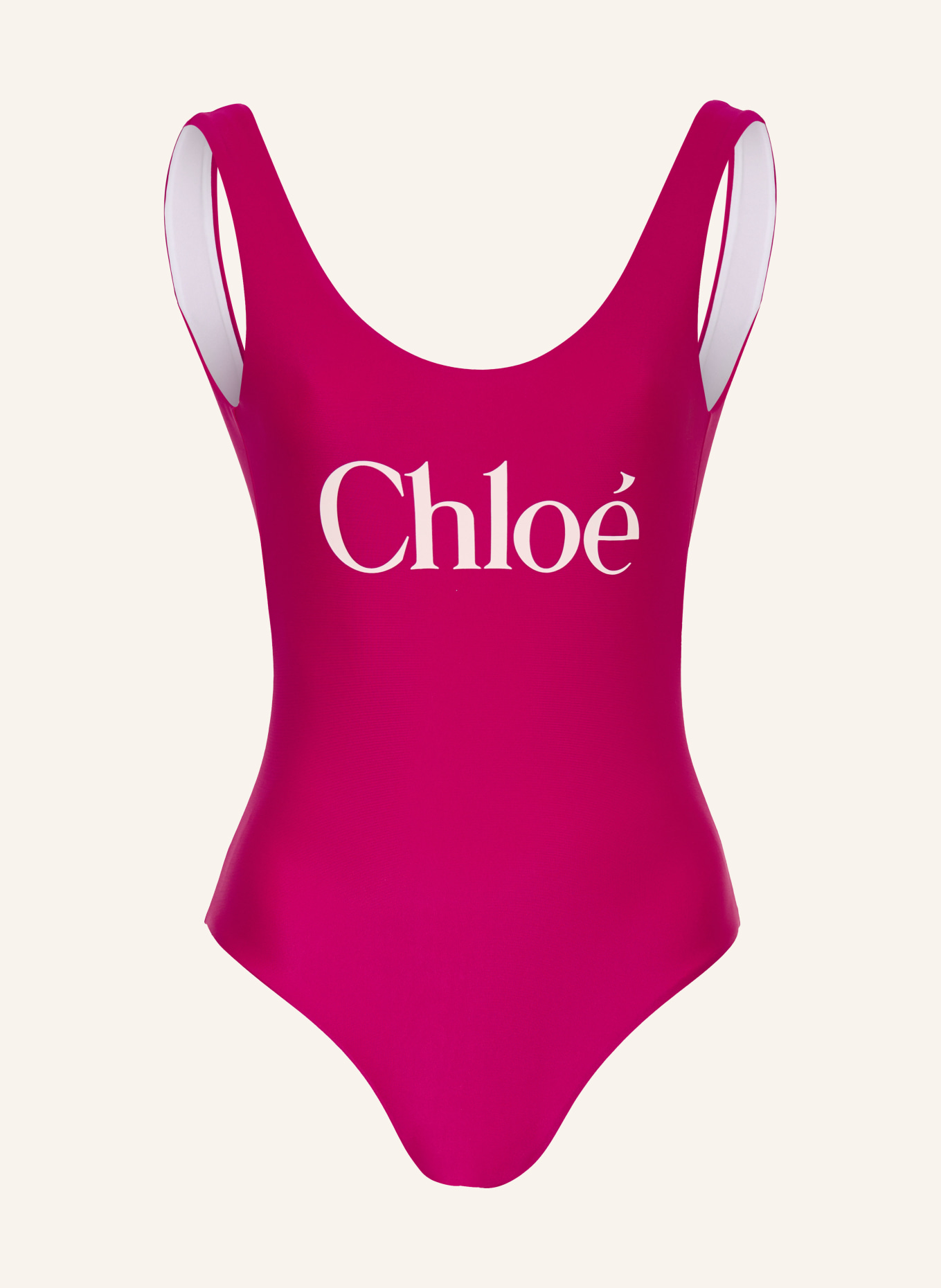 Chloé Badeanzug LOGO: FUCHSIA / WEISS
