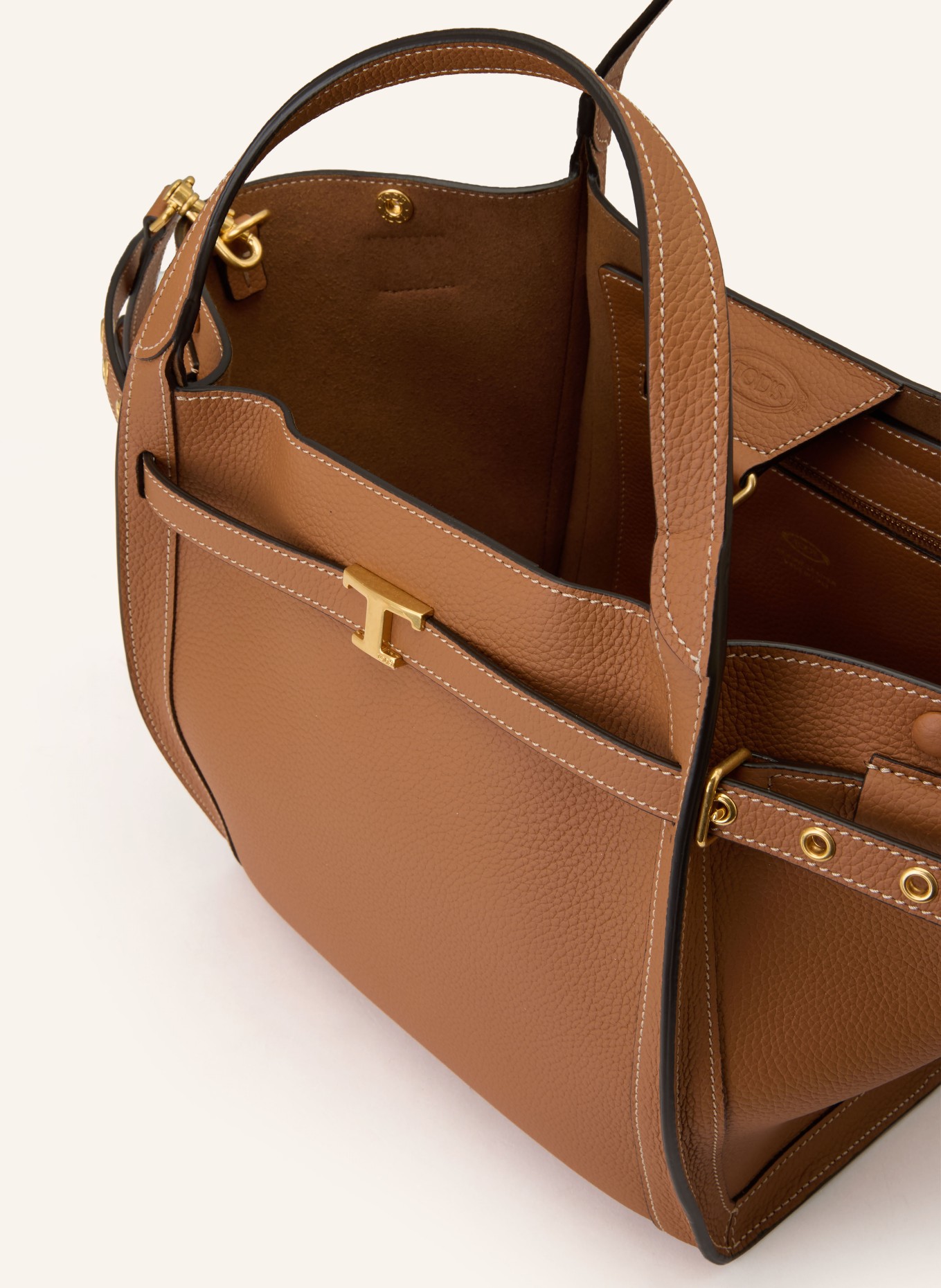 TOD'S Shopper TIM SMALL: BRAUN / GOLD