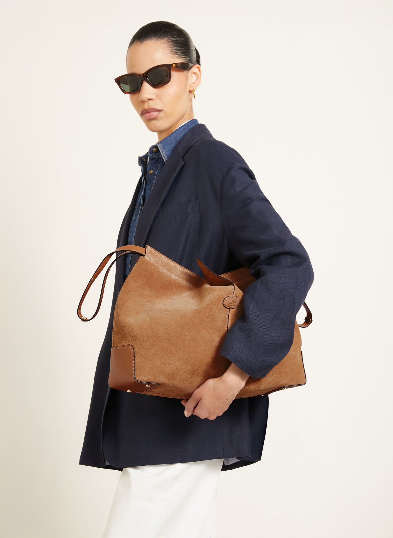 TOD'S Sac cabas avec pochette: COGNAC / OR