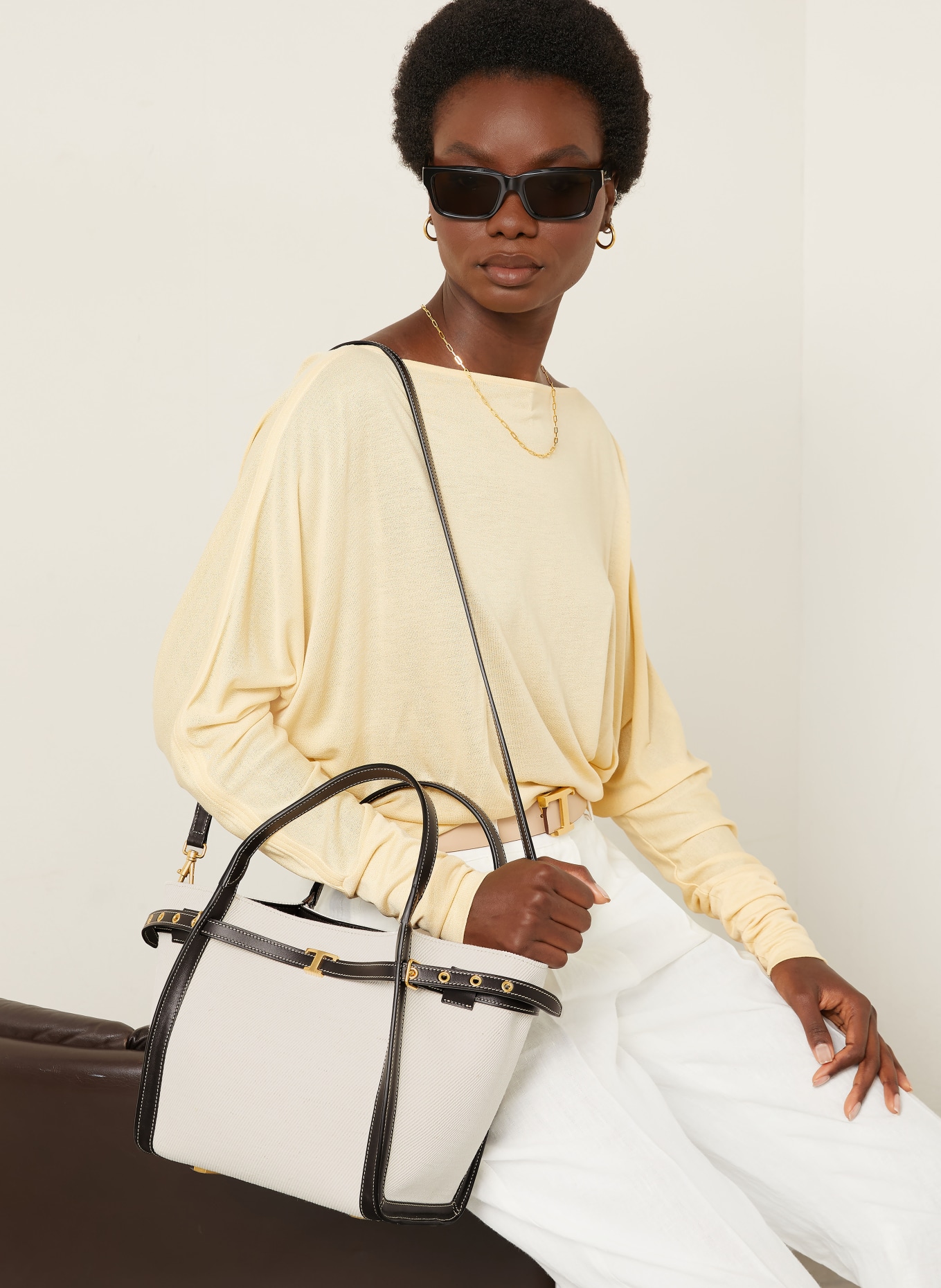 TOD'S sac à main: BLANC / OR / NOIR