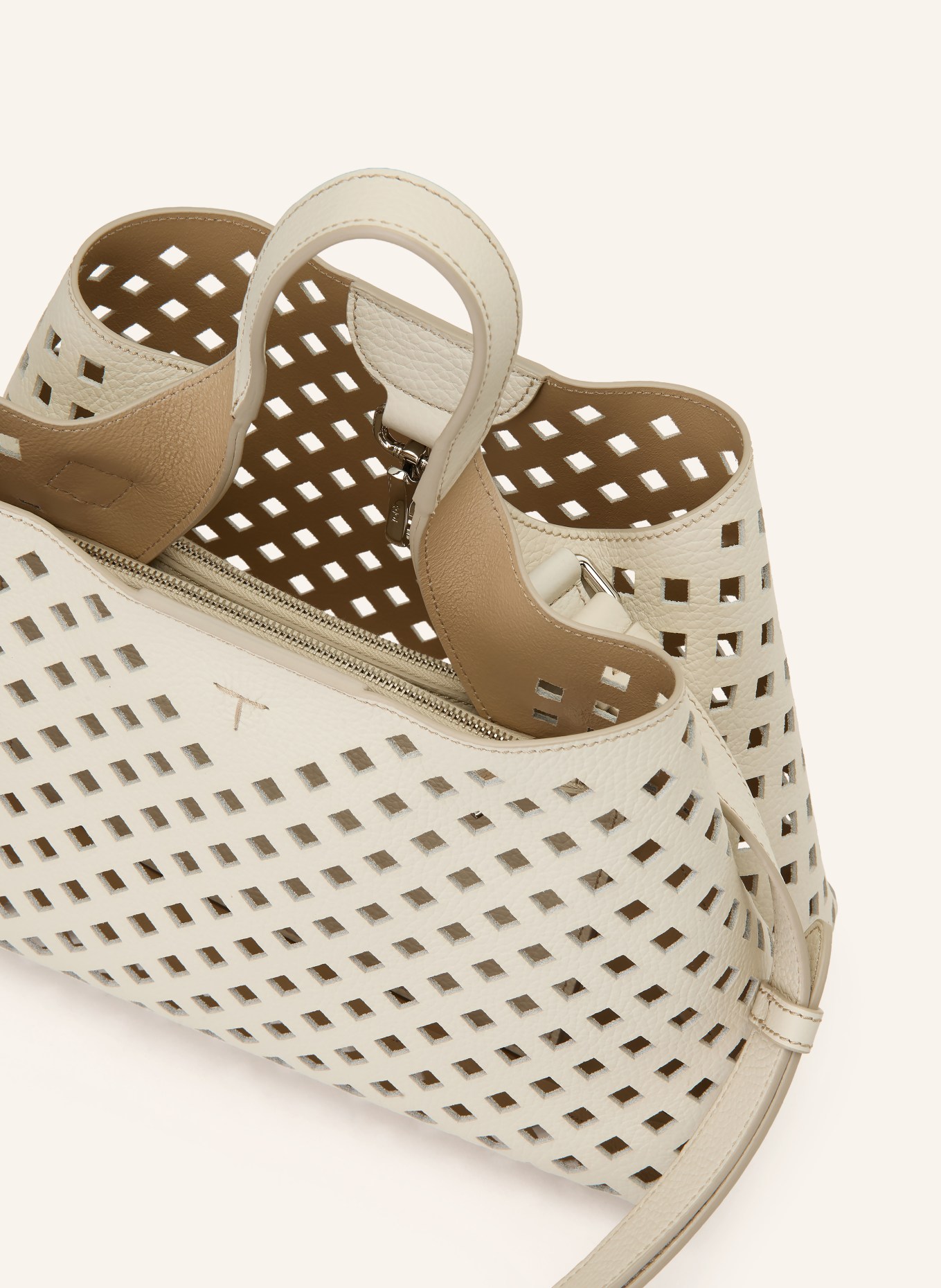 TOD'S Handtasche SMALL: CREME / SILBER