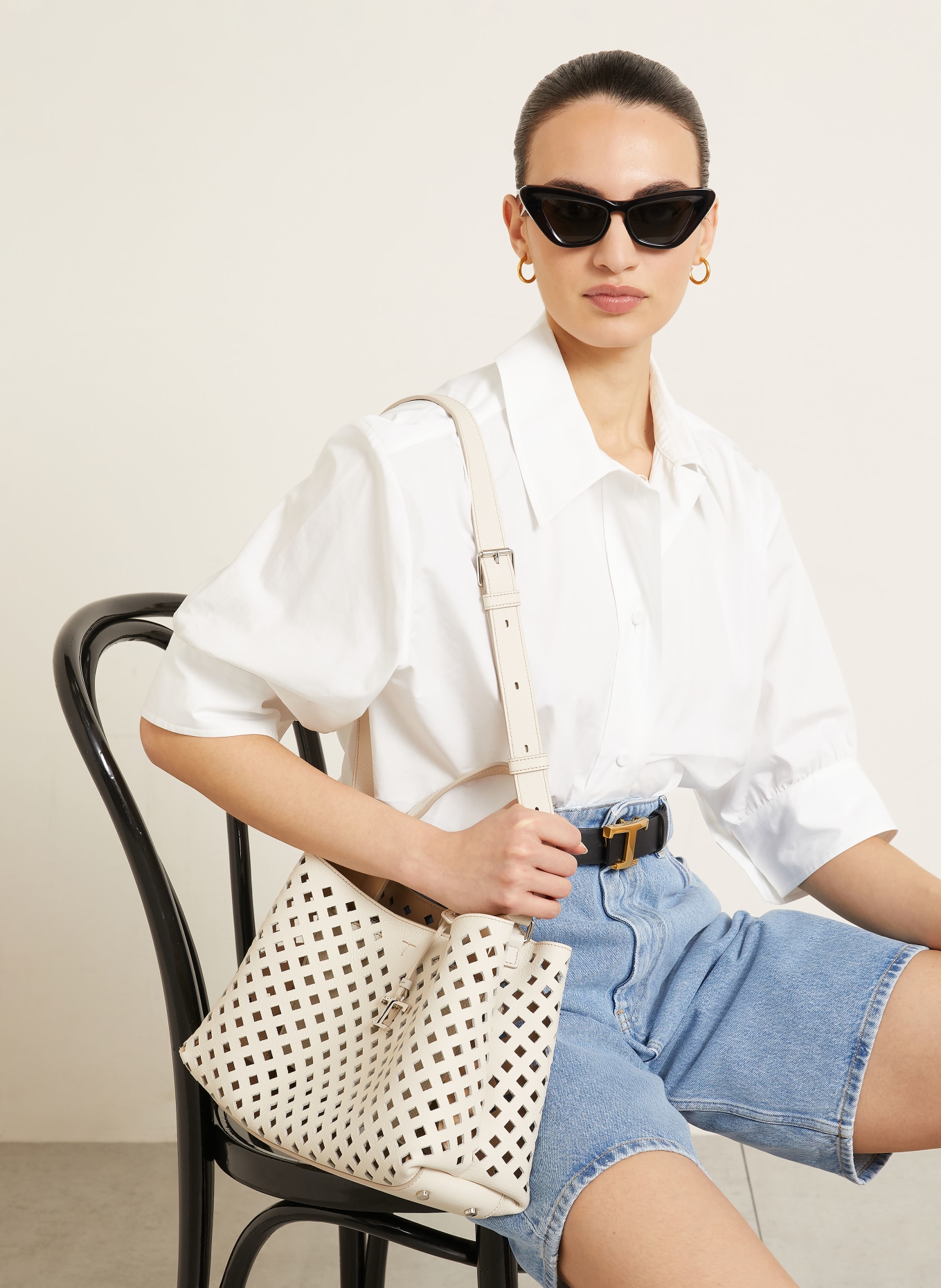 TOD'S Handtasche SMALL: CREME / SILBER