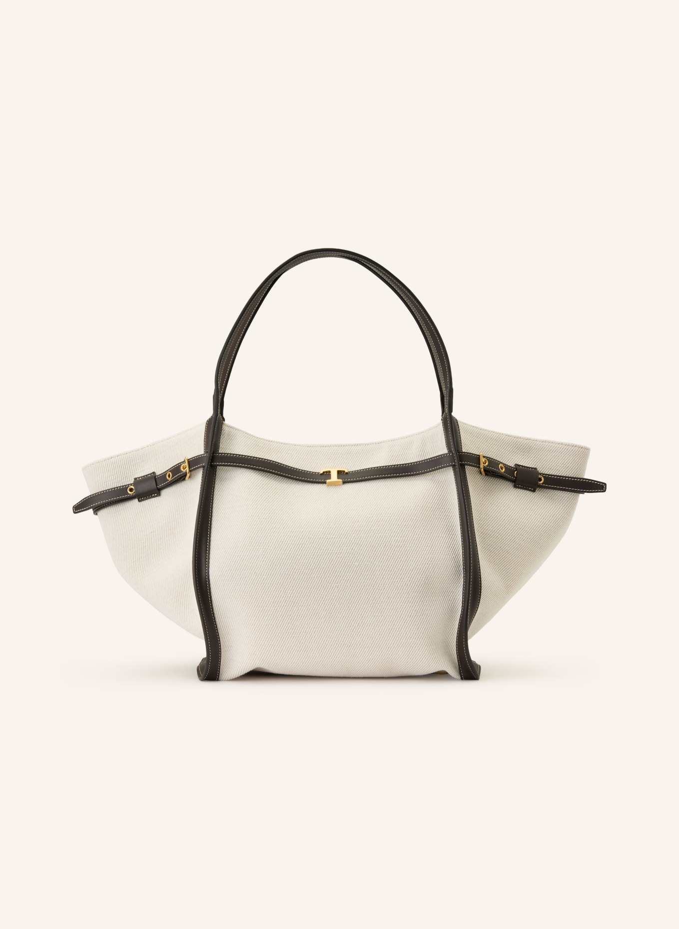 TOD'S Shopper MEDIUM: CREME / SCHWARZ