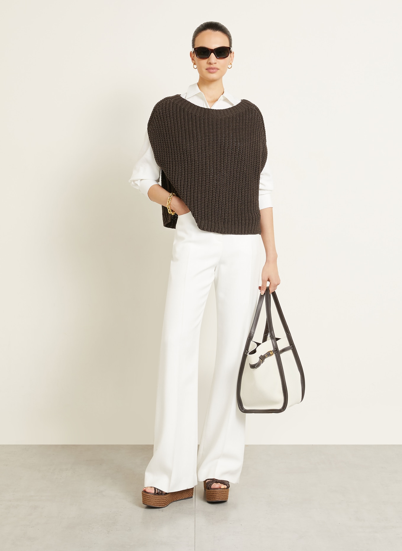 TOD'S Shopper MEDIUM: CREME / SCHWARZ