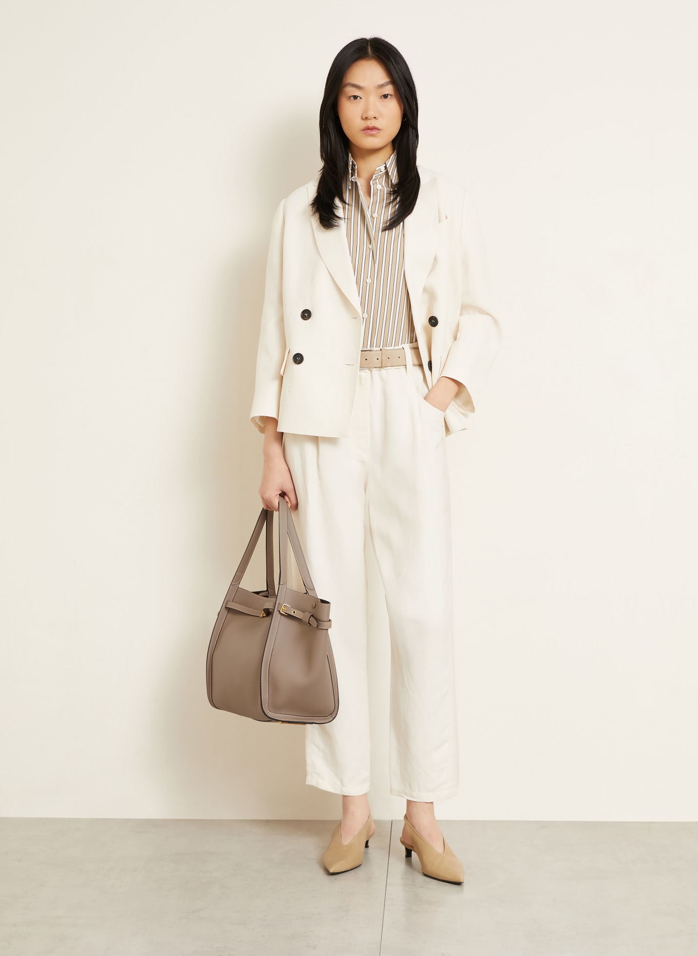 TOD'S Sac cabas MEDIUM: TAUPE / OR