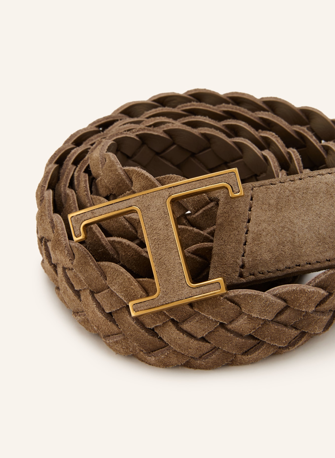 TOD'S Ceinture tressée en cuir: TAUPE