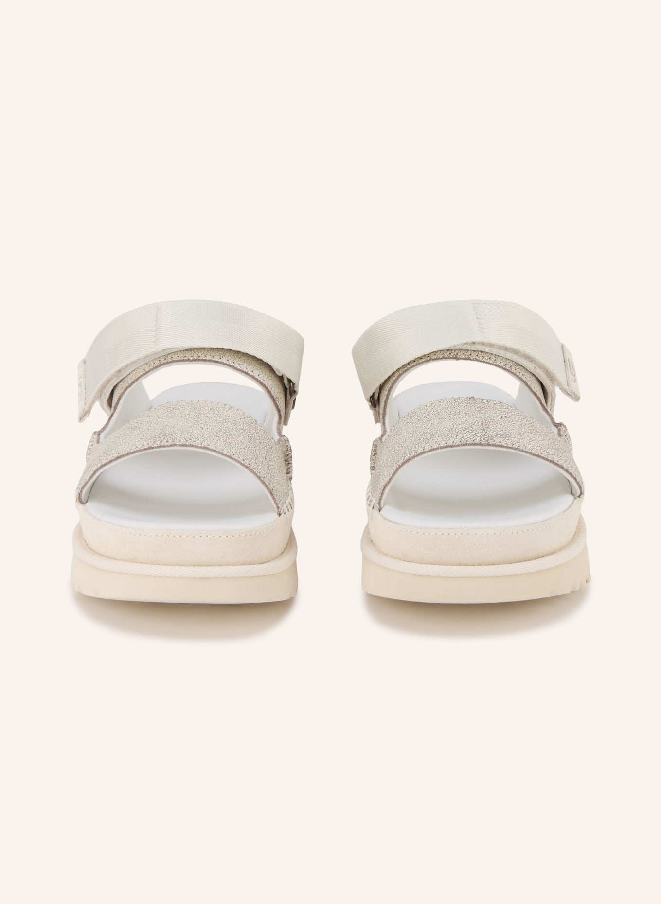 UGG Platformové pantofle GOLDENSTAR CRACKLE GLIDE: BÍLÁ / STŘÍBRNÁ