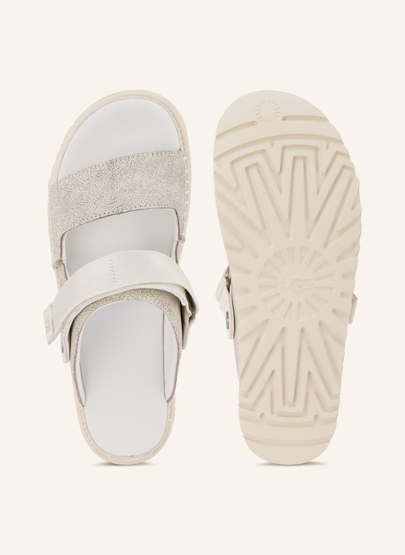 UGG Platformové pantofle GOLDENSTAR CRACKLE GLIDE: BÍLÁ / STŘÍBRNÁ