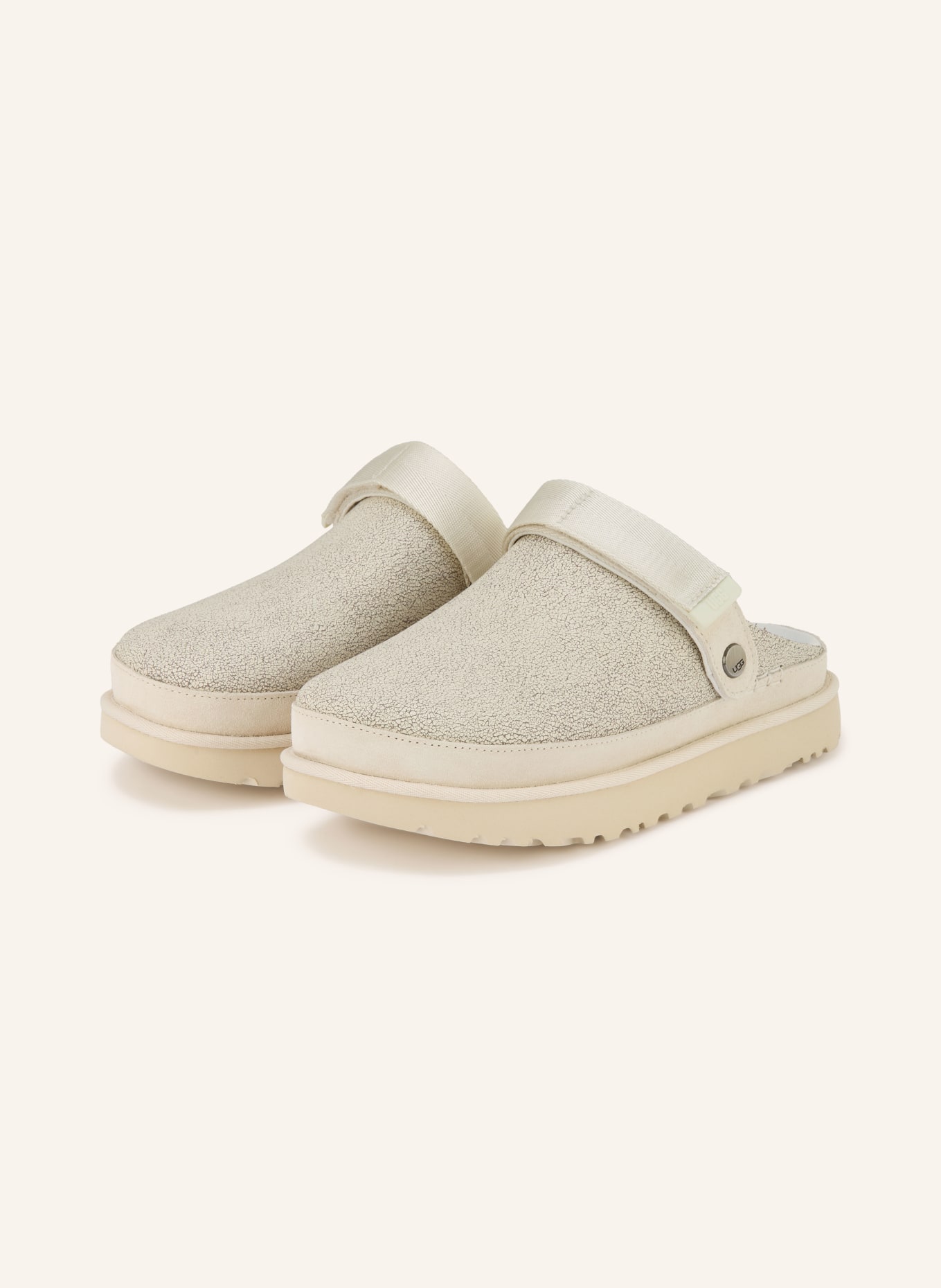 UGG Mules à plateforme GOLDENSTAR CRACKLE: BLANC / ARGENT