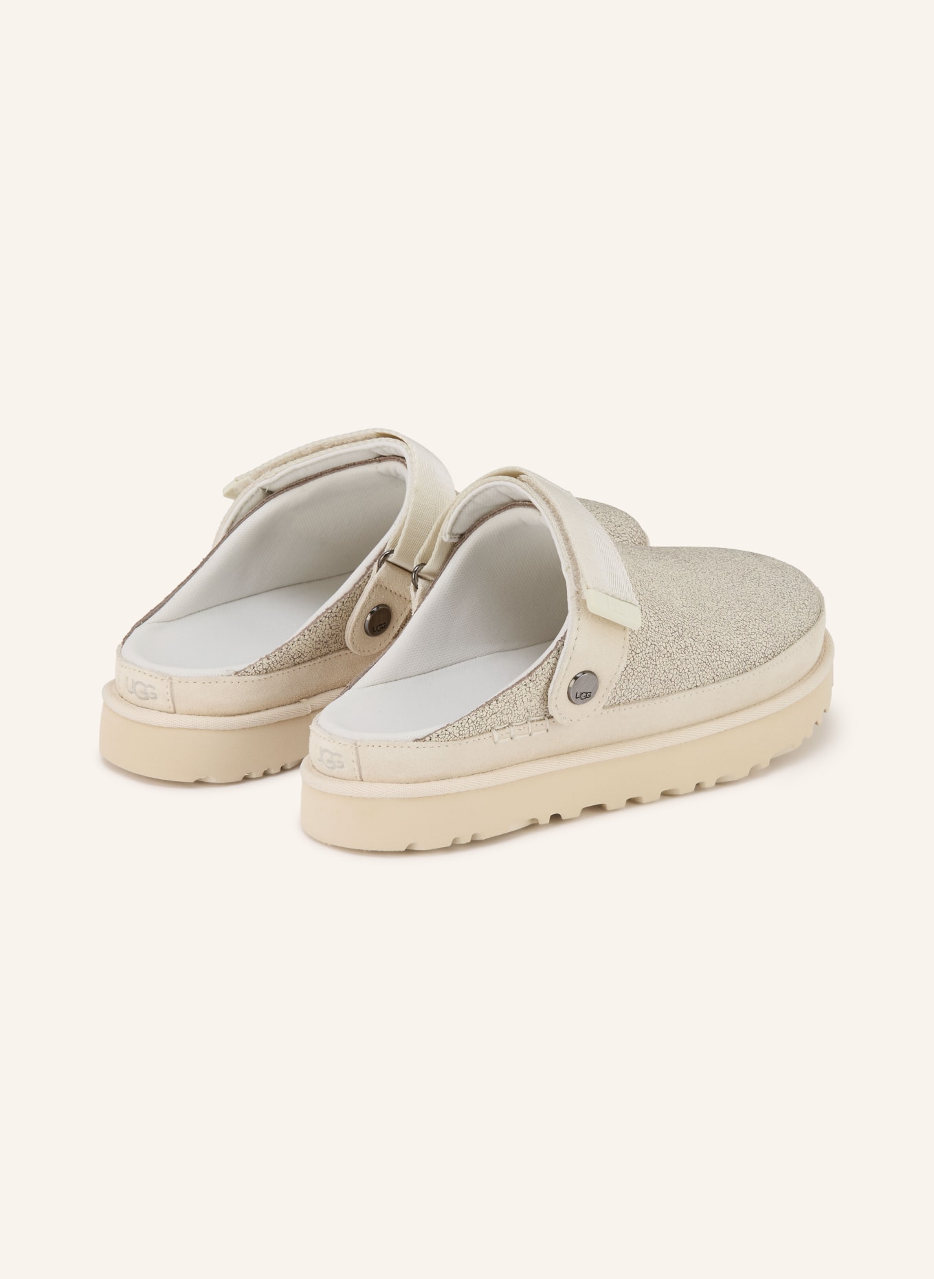 UGG Mules à plateforme GOLDENSTAR CRACKLE: BLANC / ARGENT