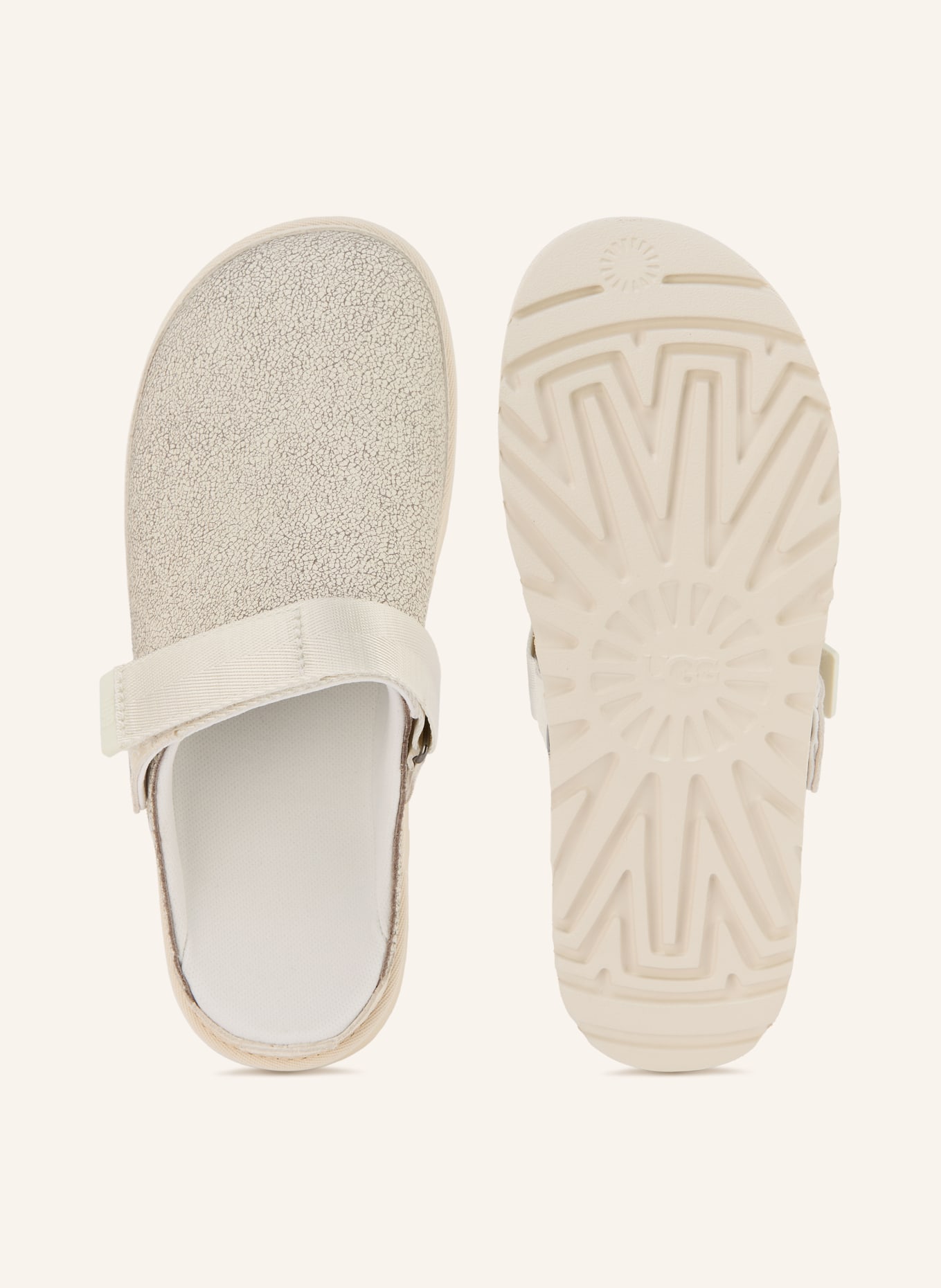 UGG Mules à plateforme GOLDENSTAR CRACKLE: BLANC / ARGENT
