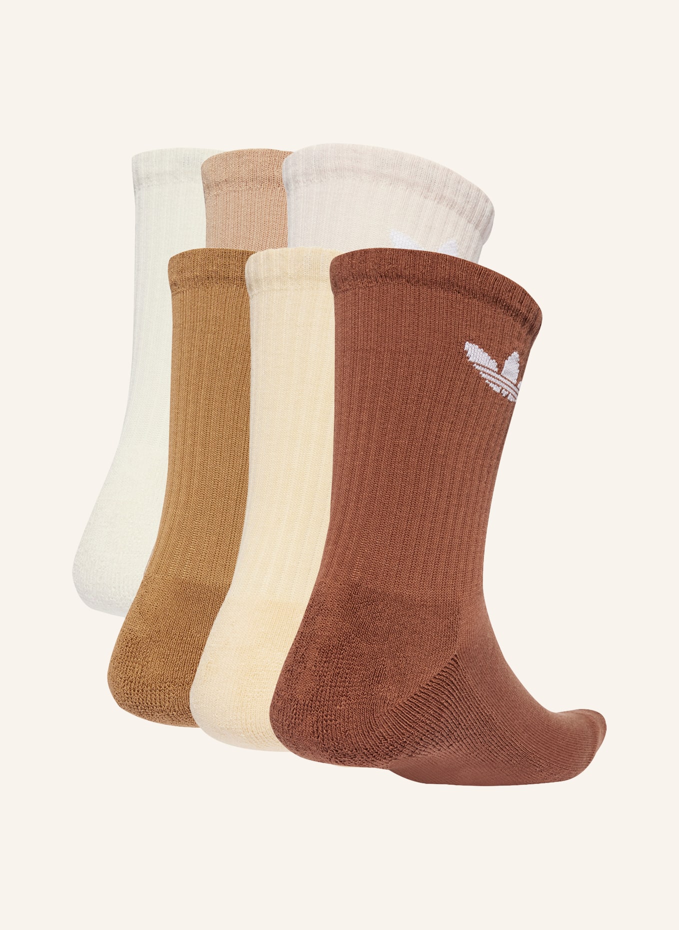 adidas Originals 6er-Pack Socken TREFOIL CUSHION CREW: BRAUN / CAMEL / WEISS
