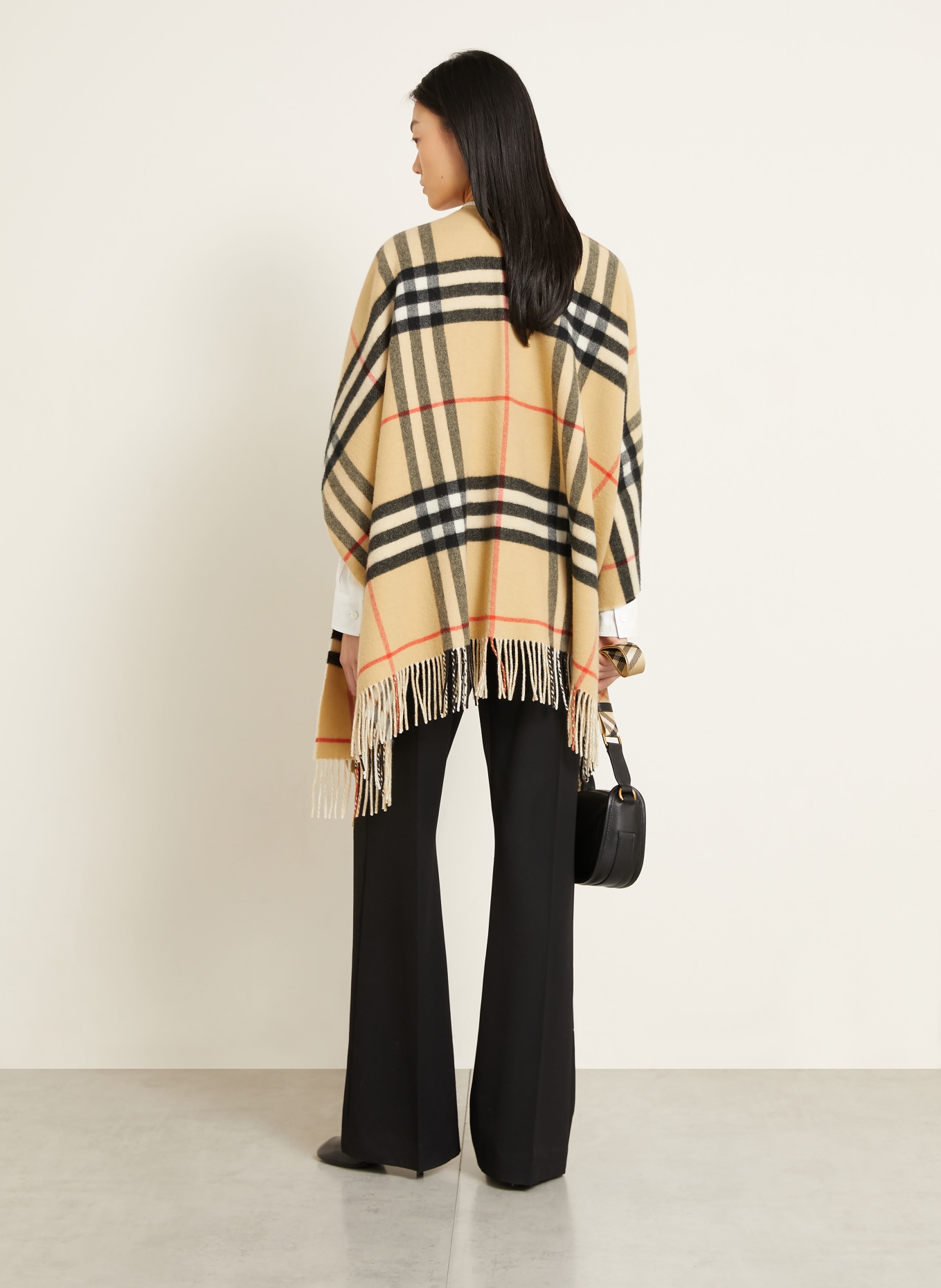 BURBERRY Cape with cashmere: CAMEL / RED / BLACK