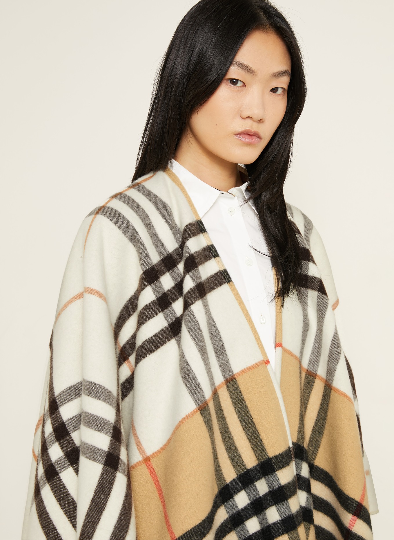 BURBERRY Cape with cashmere: CAMEL / RED / BLACK