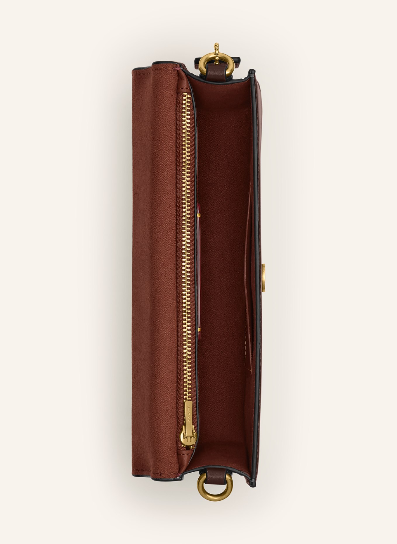 COACH Umhängetasche ELORA: DUNKELBRAUN / GOLD