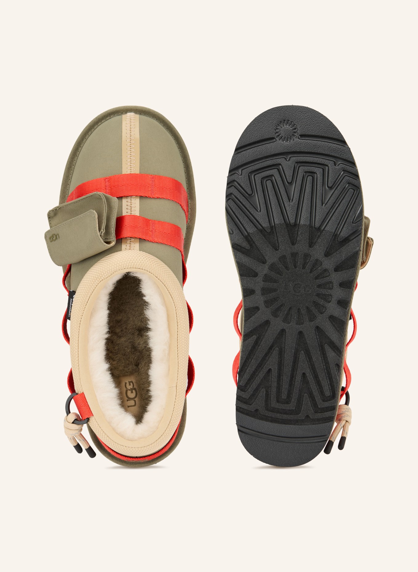 UGG Slipper TASMAN WILDWOOD: GRAU / HELLBRAUN / ROT