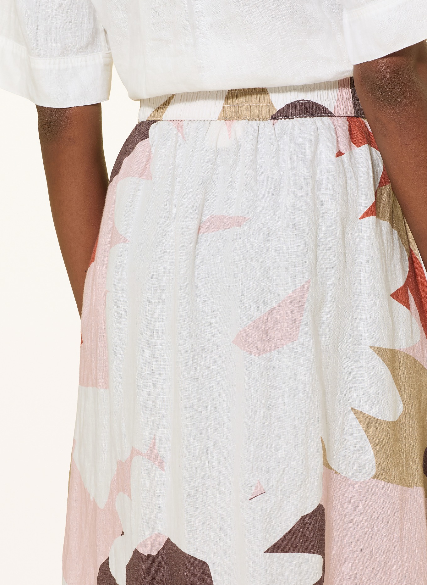 KnowledgeCotton Apparel linen skirt: CREAM / DARK ORANGE / KHAKI