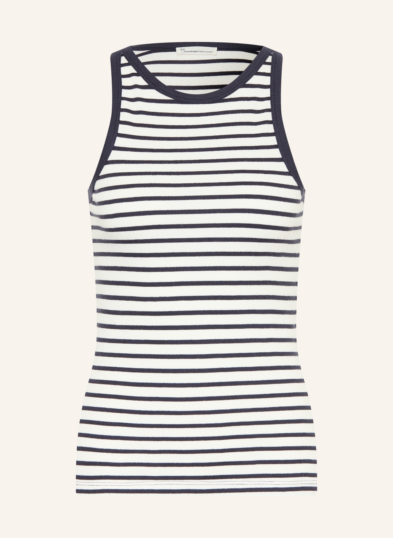 KnowledgeCotton Apparel Koszulka bez rękawów RACER: BIAŁY / GRANATOWY