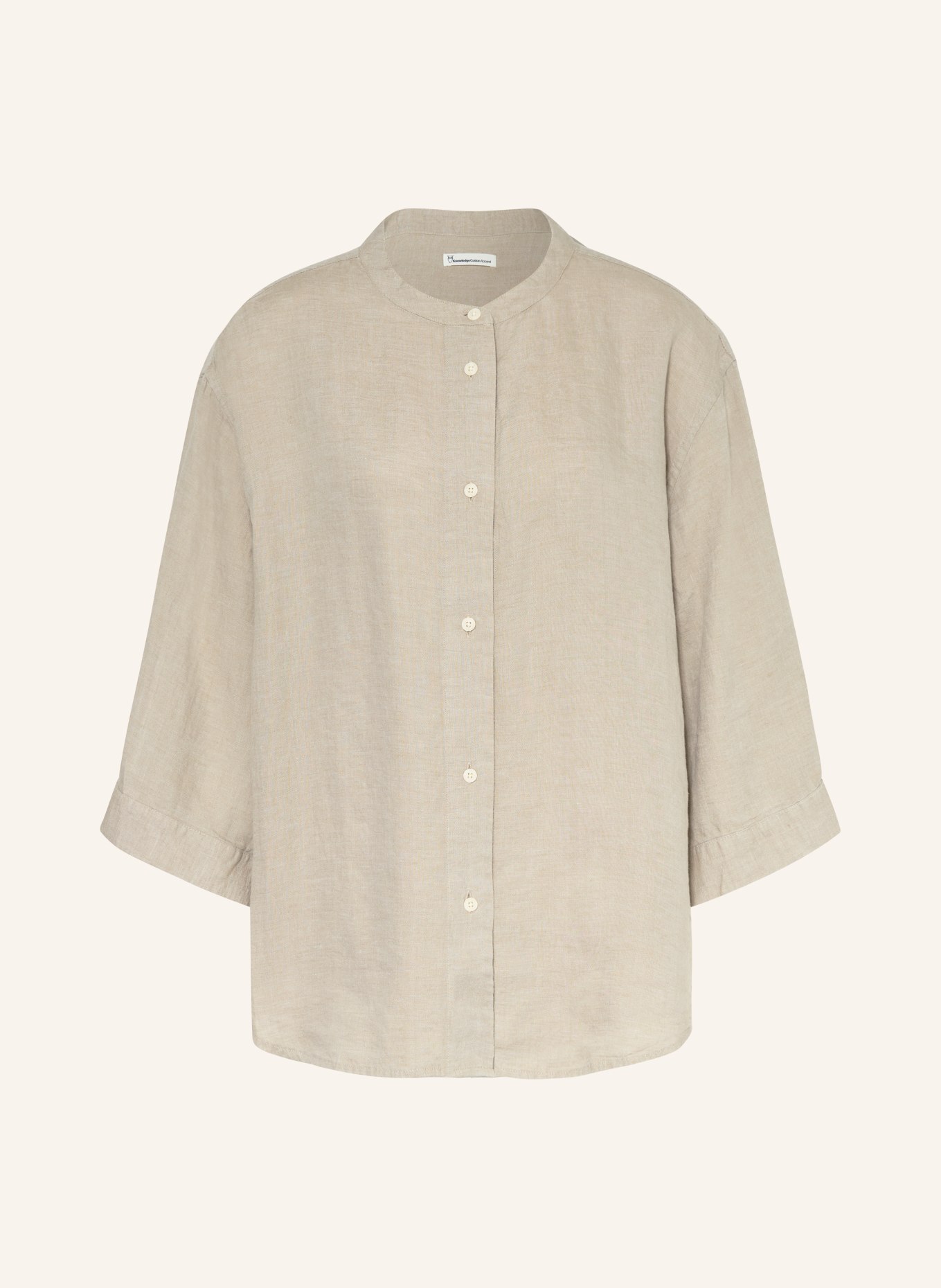 KnowledgeCotton Apparel Leinenbluse mit 3/4-Arm: BEIGE