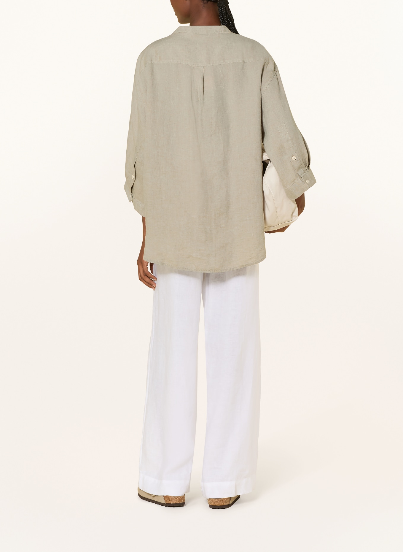 KnowledgeCotton Apparel Leinenbluse mit 3/4-Arm: BEIGE