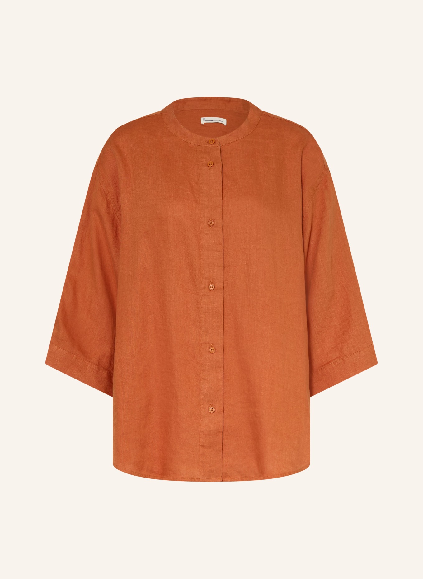 KnowledgeCotton Apparel Leinenbluse mit 3/4-Arm: DUNKELORANGE
