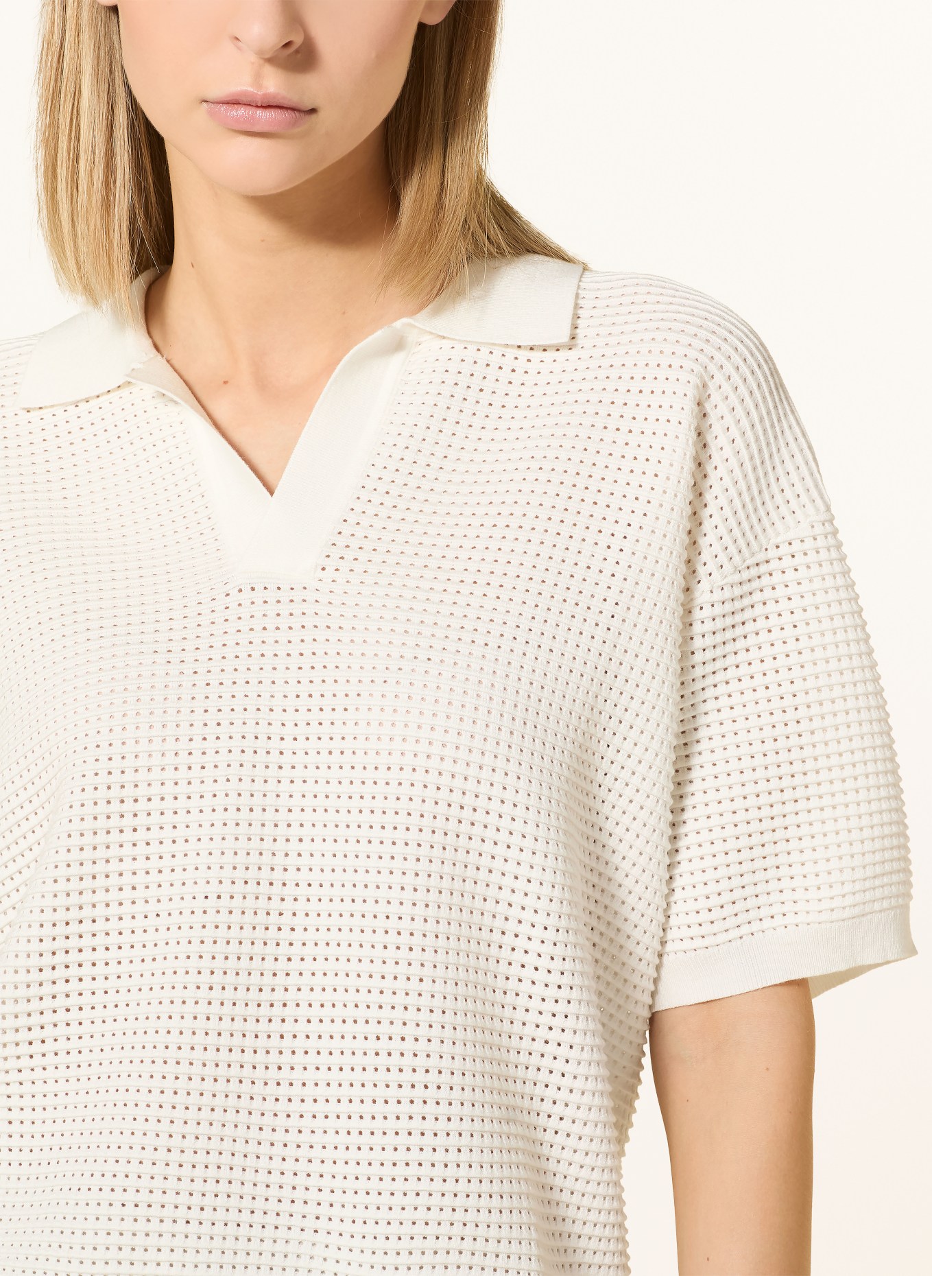 JEANNE BARET Dzianinowa koszulka polo SAFFRON: BIAŁY