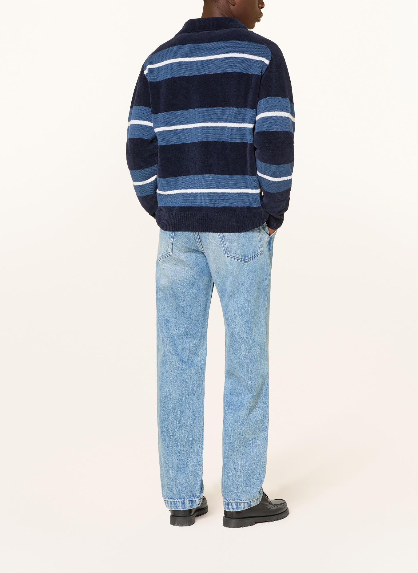 BOSS Strick-Poloshirt AMBURGH: DUNKELBLAU / HELLBLAU / BLAU