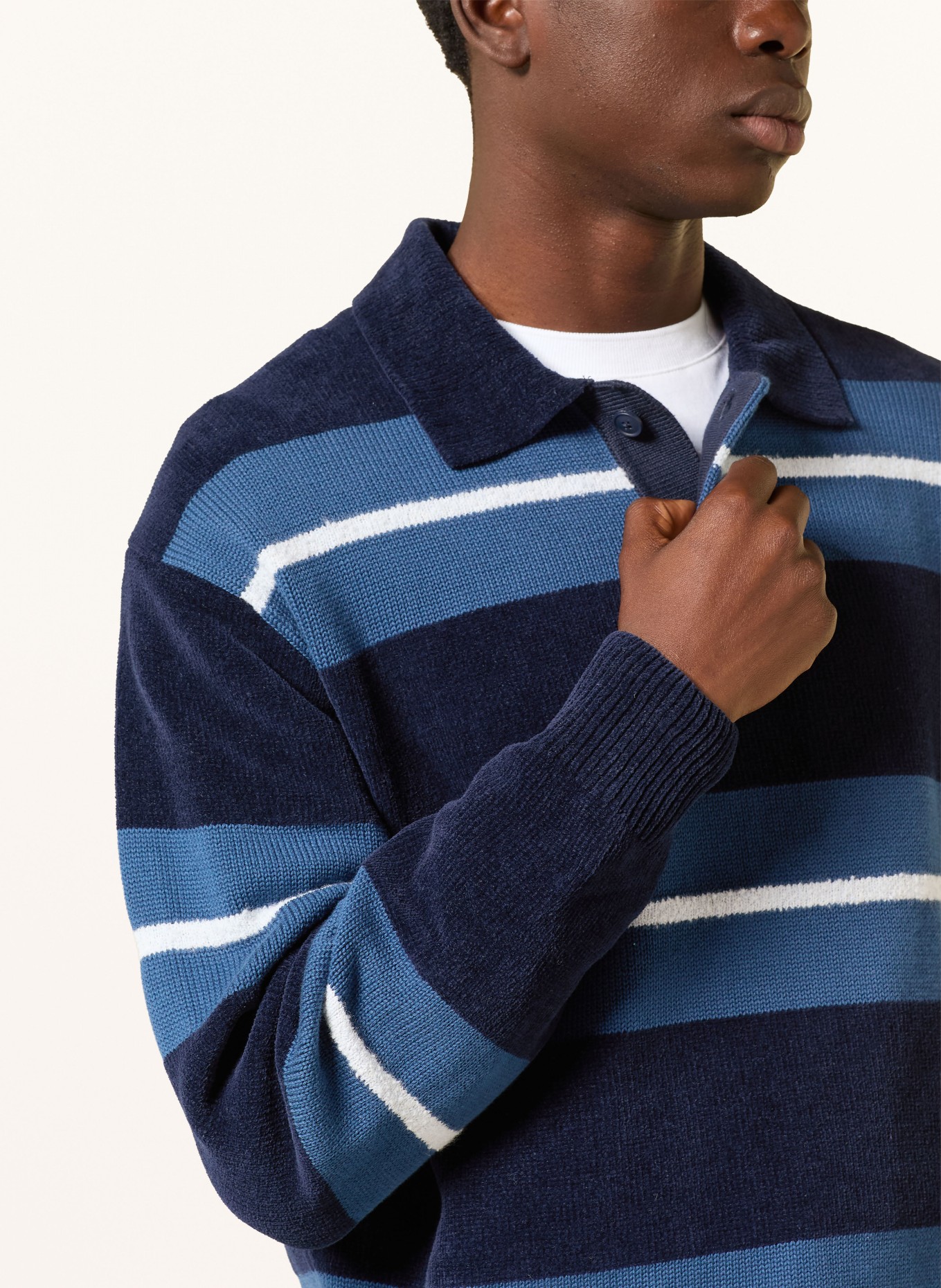 BOSS Strick-Poloshirt AMBURGH: DUNKELBLAU / HELLBLAU / BLAU