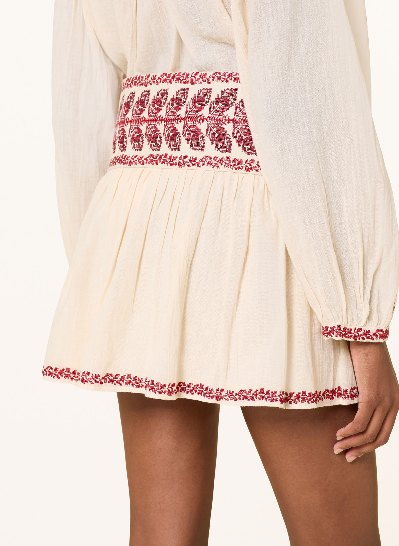 MARANT ÉTOILE PICADILIA Skirt: BEIGE / DARK RED / RED