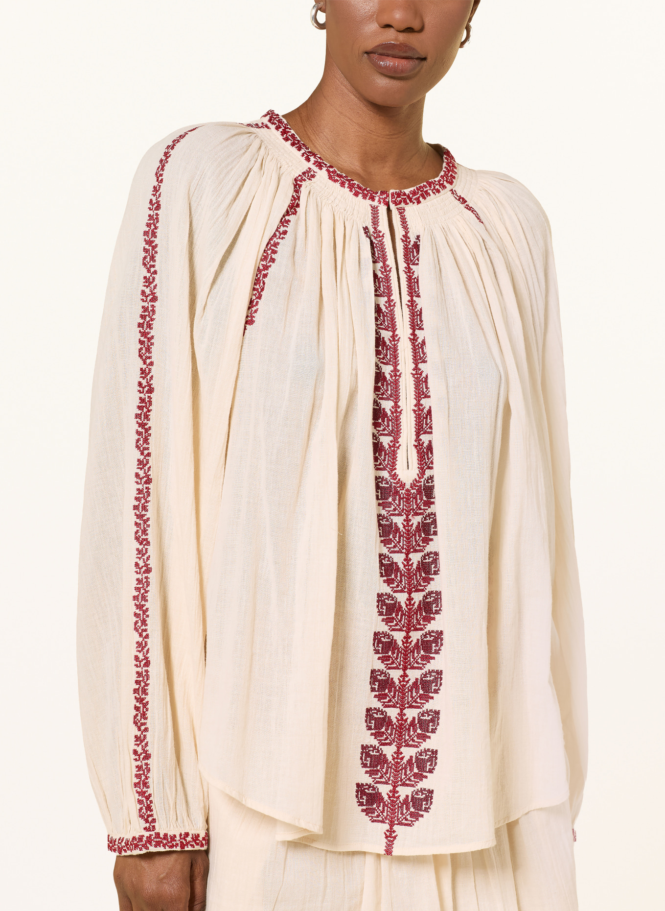 MARANT ÉTOILE LENA Blouse Shirt: BEIGE / RED