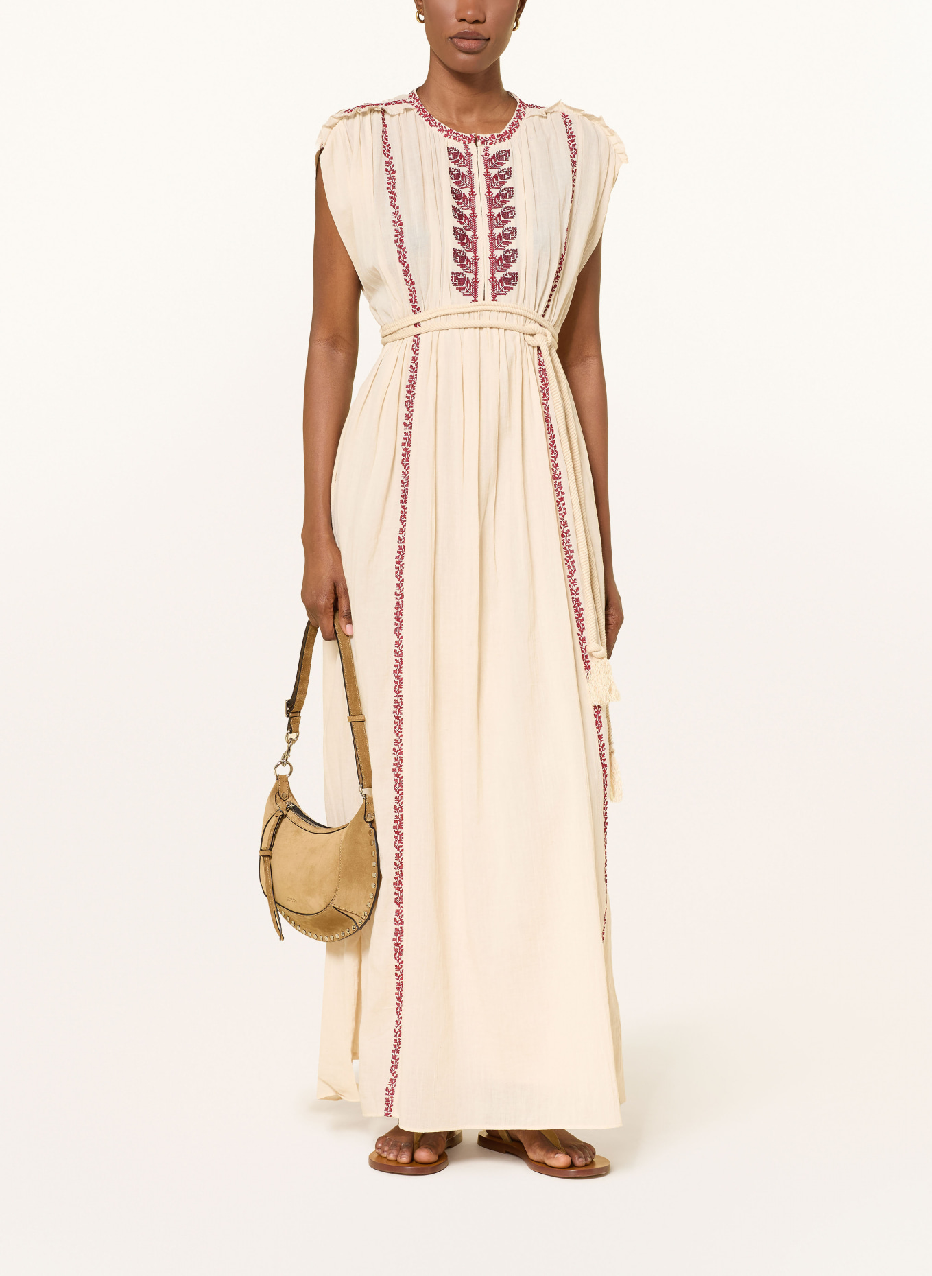 MARANT ÉTOILE Robe LIVIANE: BEIGE / ROUGE FONCÉ