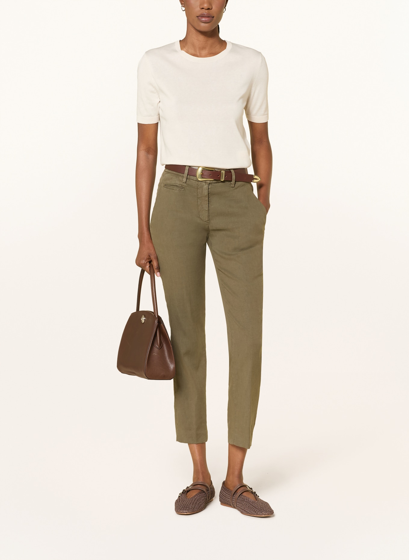 Dondup 7/8-Hose PERFECT mit Leinen: KHAKI