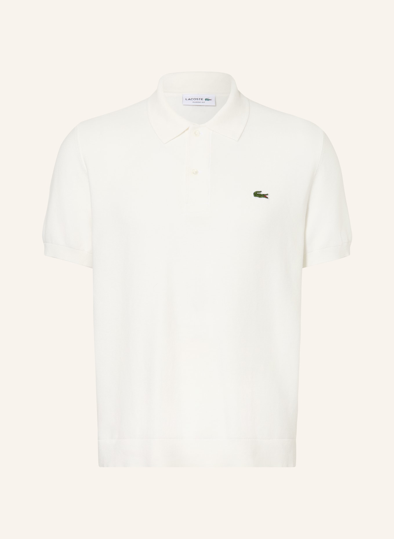 LACOSTE Strick-Poloshirt Classic Fit: CREME
