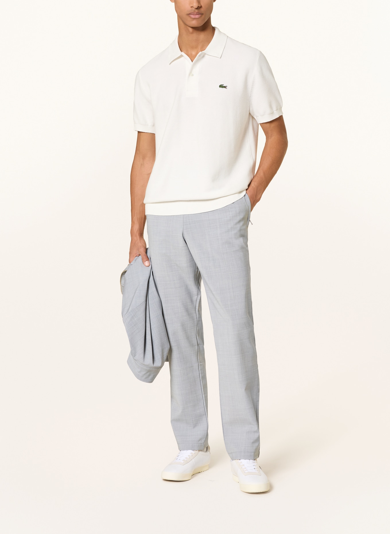 LACOSTE Strick-Poloshirt Classic Fit: CREME