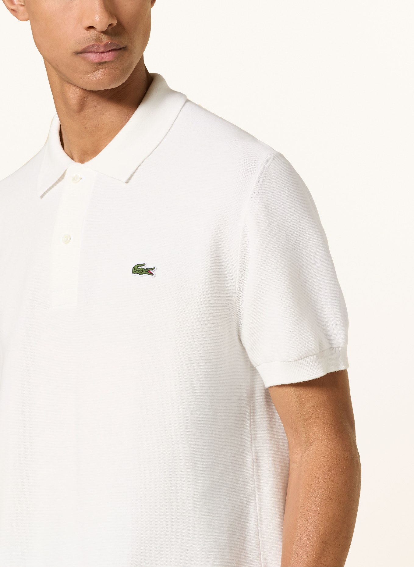 LACOSTE Strick-Poloshirt Classic Fit: CREME