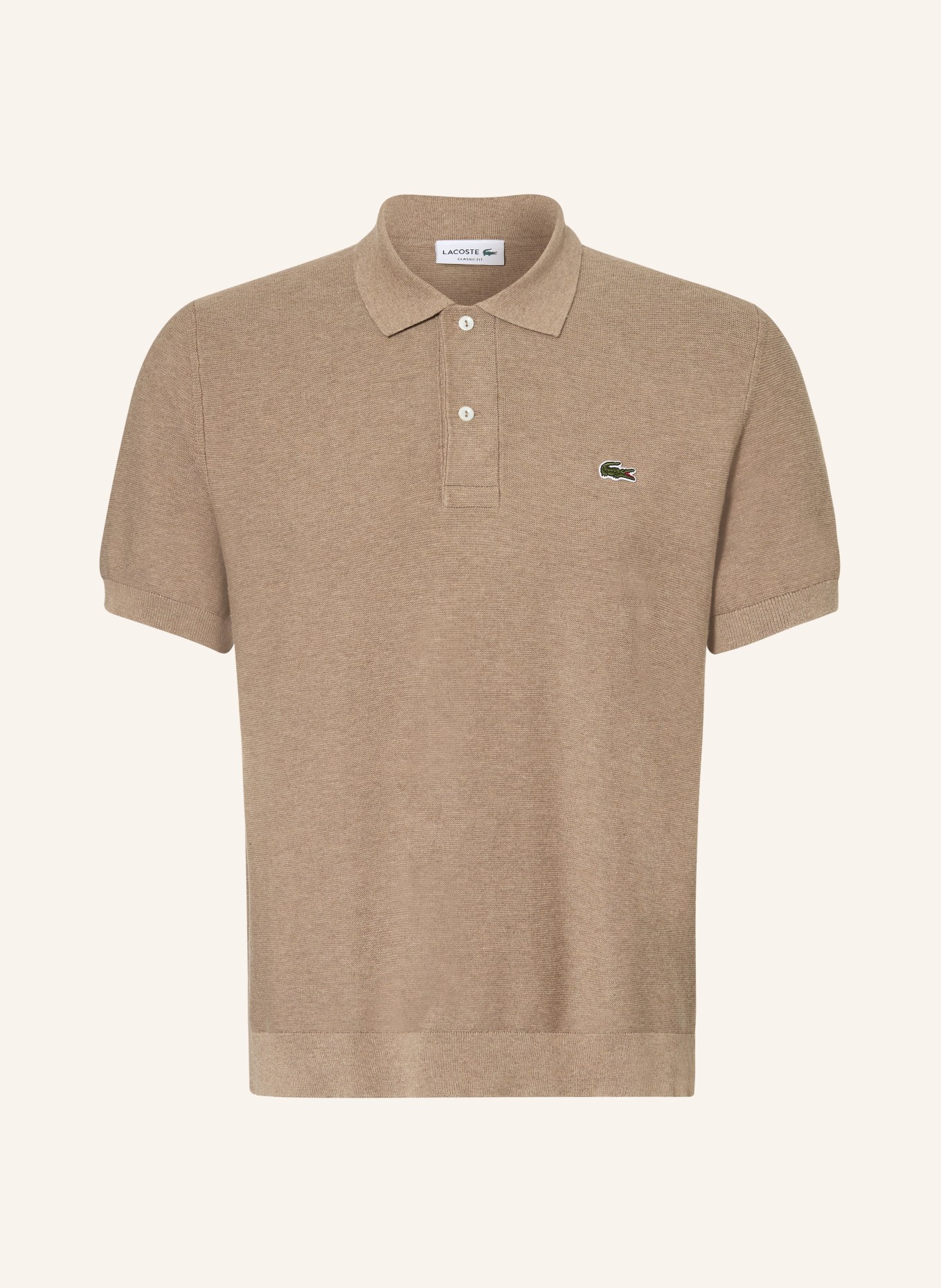 LACOSTE Pletené polo tričko Classic Fit: HNĚDÁ