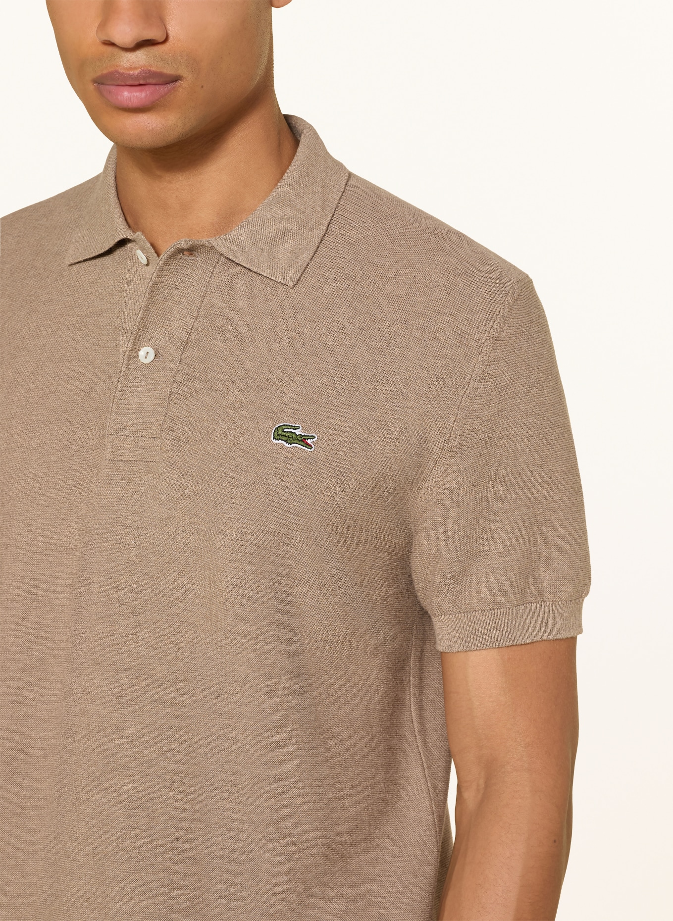 LACOSTE Pletené polo tričko Classic Fit: HNĚDÁ